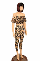 2PC Leopard Top & Capri Leggings Set - Coquetry Clothing