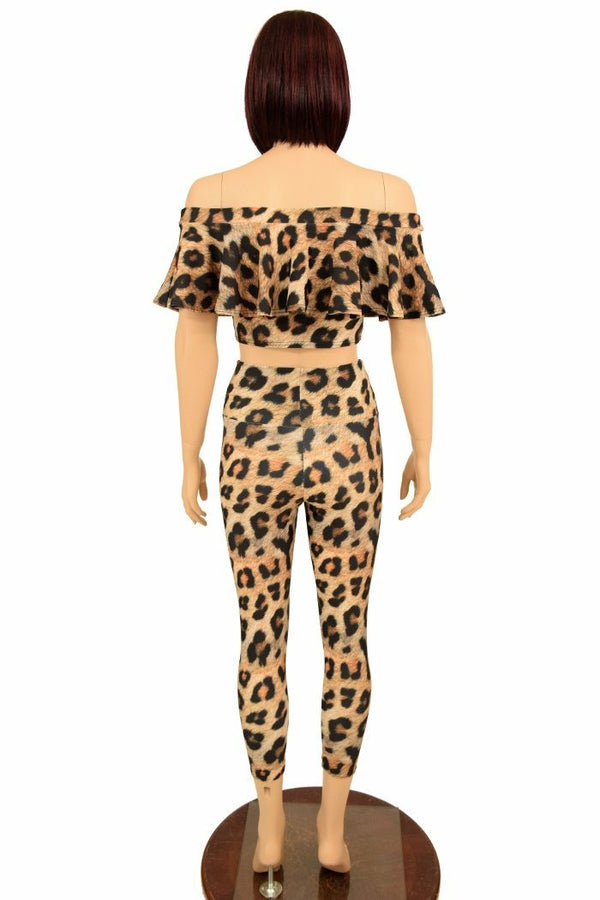 2PC Leopard Top & Capri Leggings Set - 2