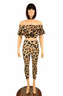 2PC Leopard Top & Capri Leggings Set - 4