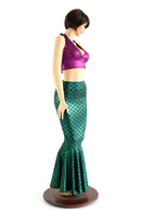 2PC Mermaid Skirt & Fuchsia Halter Set - Coquetry Clothing