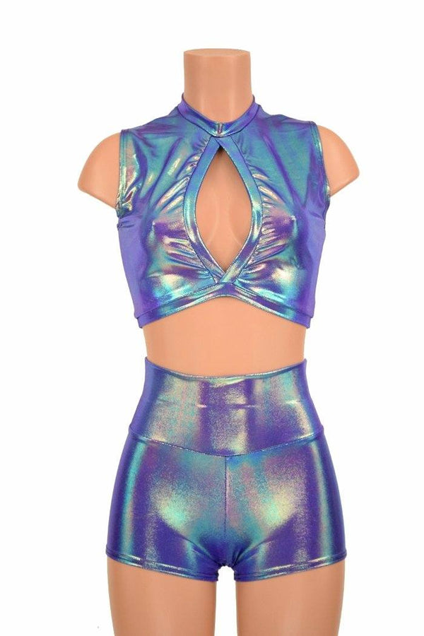 2PC Moonstone Keyhole Top & Shorts Set - 1