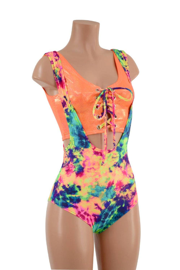 2PC Neon Suspender Romper Set - Coquetry Clothing