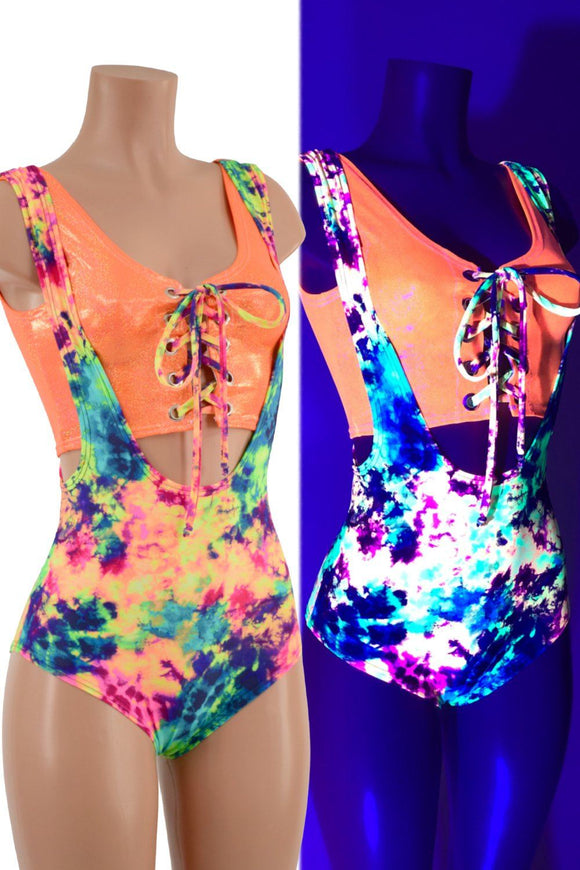2PC Neon Suspender Romper Set - Coquetry Clothing