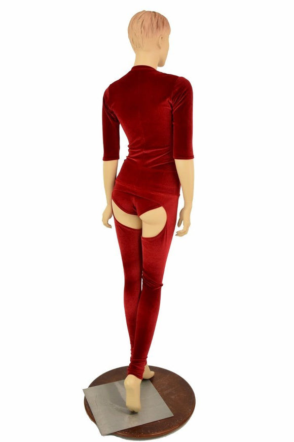 2PC Red Velvet Chaps Set - Coquetry Clothing