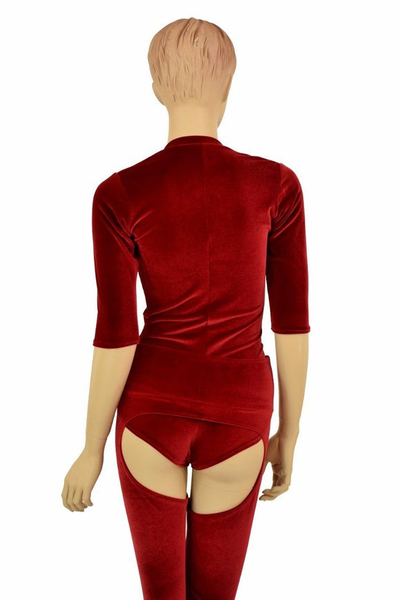 2PC Red Velvet Chaps Set - Coquetry Clothing