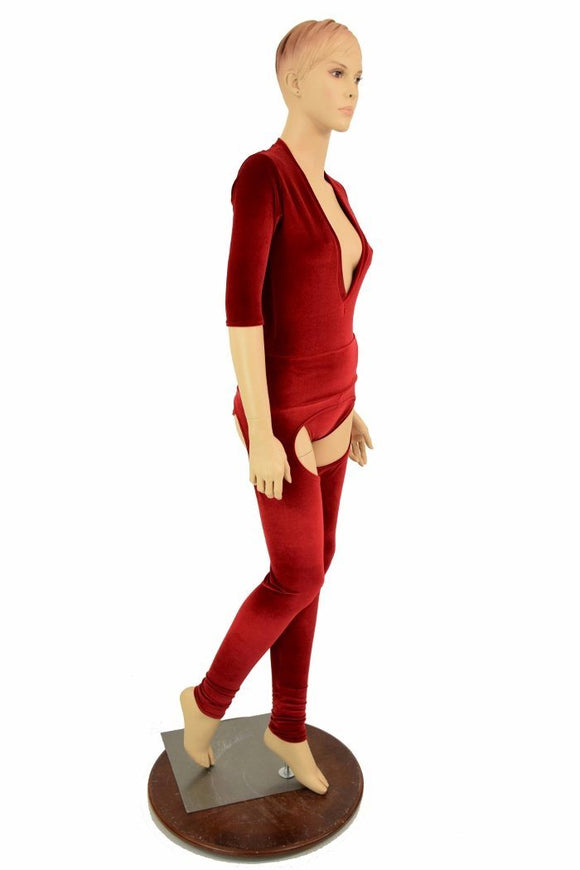 2PC Red Velvet Chaps Set - Coquetry Clothing