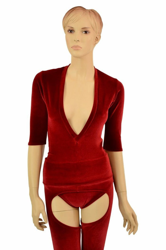 2PC Red Velvet Chaps Set - Coquetry Clothing