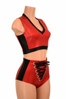 2PC Side Panel Top and Lace Up Set - Coquetry Clothing
