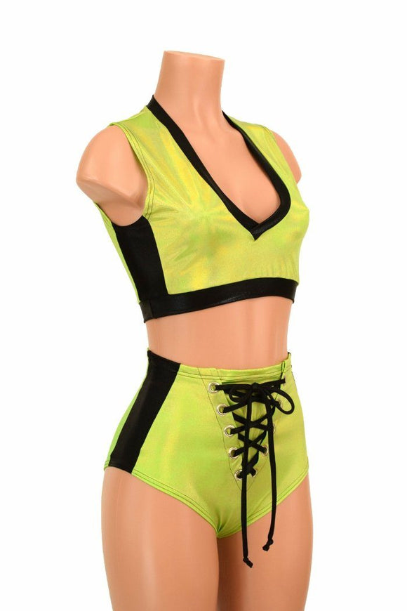 2PC Side Panel Top and Lace Up Set - Coquetry Clothing