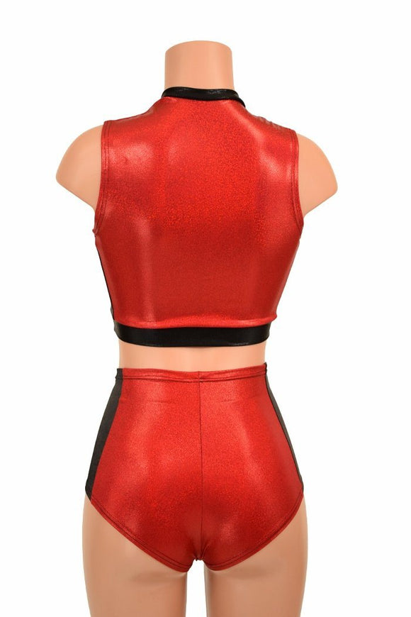 2PC Side Panel Top and Lace Up Set - Coquetry Clothing