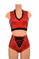 2PC Side Panel Top and Lace Up Set - Coquetry Clothing