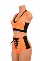 2PC Side Panel Top and Lace Up Set - Coquetry Clothing