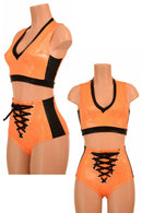 2PC Side Panel Top and Lace Up Set - Coquetry Clothing