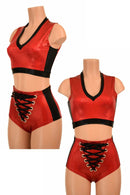 2PC Side Panel Top and Lace Up Set - Coquetry Clothing