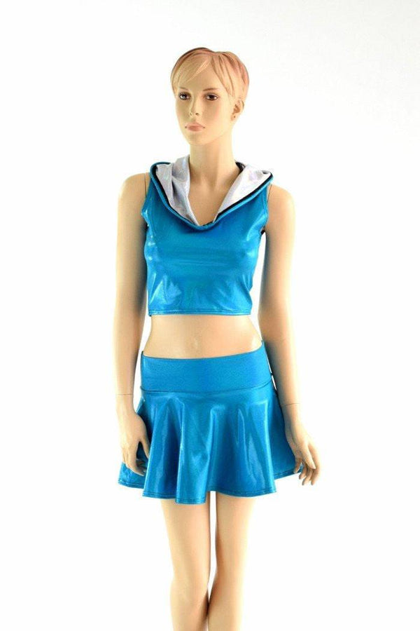 2PC Sleeveless Hoodie & Rave Skirt Set - 2