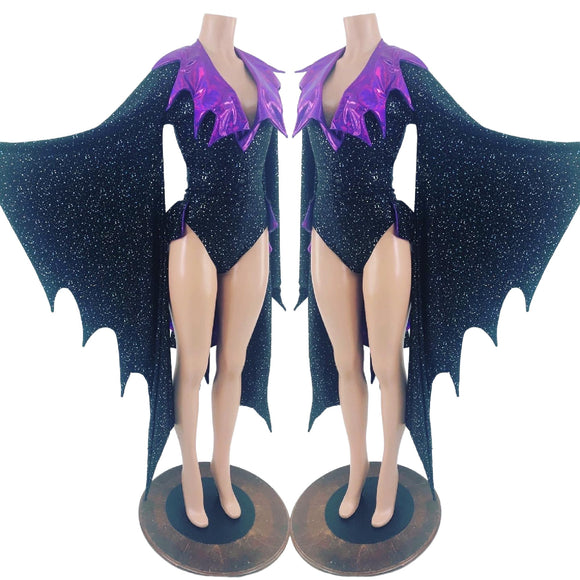 2PC Succubus Sleeve Romper and Tux Back Belt Set - Coquetry Clothing