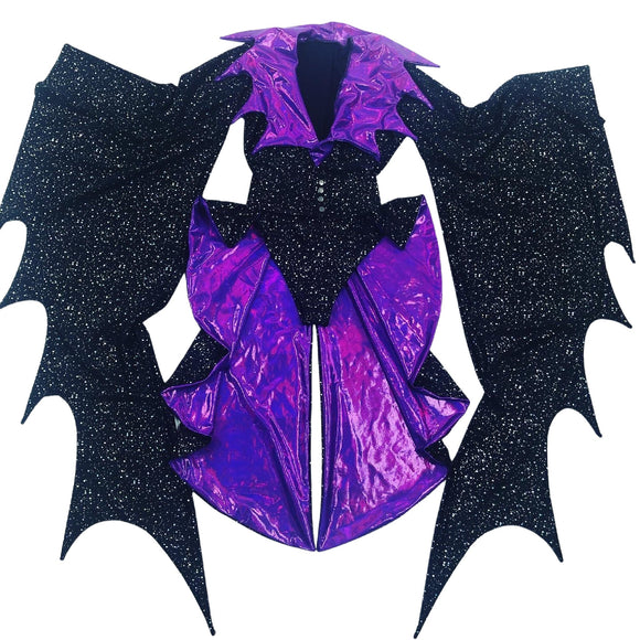 2PC Succubus Sleeve Romper and Tux Back Belt Set - Coquetry Clothing