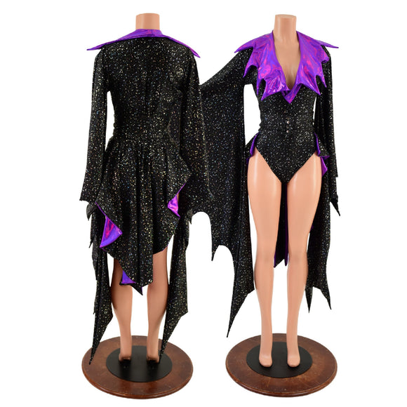 2PC Succubus Sleeve Romper and Tux Back Belt Set - Coquetry Clothing