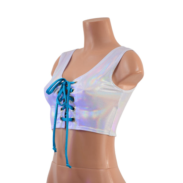 2PC Suspender Romper & Lace Up Top Set - 6