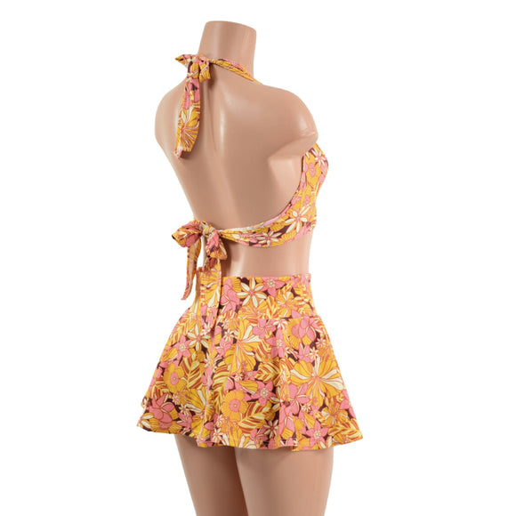 2PC Tie Back Halter & Mini Rave Skirt Set - Coquetry Clothing