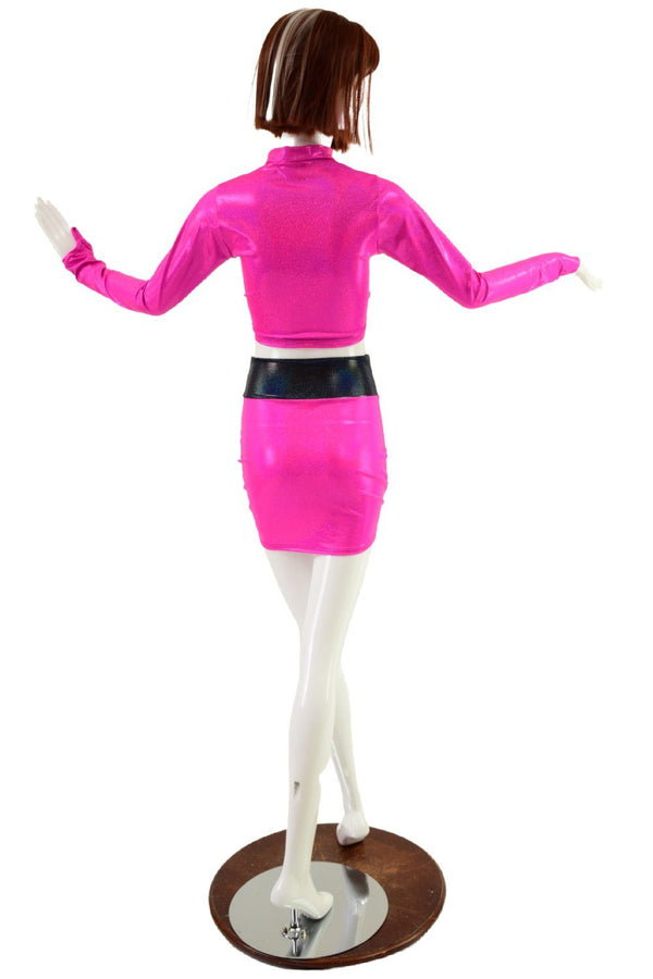 2PC Zipper Front Crop & Bodycon Skirt Set - 4