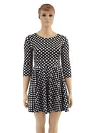 3/4 Sleeve Crew Neck Skater Dress with POCKETS - 1