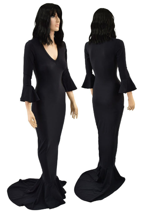 Cartoon Style Morticia Hobble Gown - Coquetry Clothing