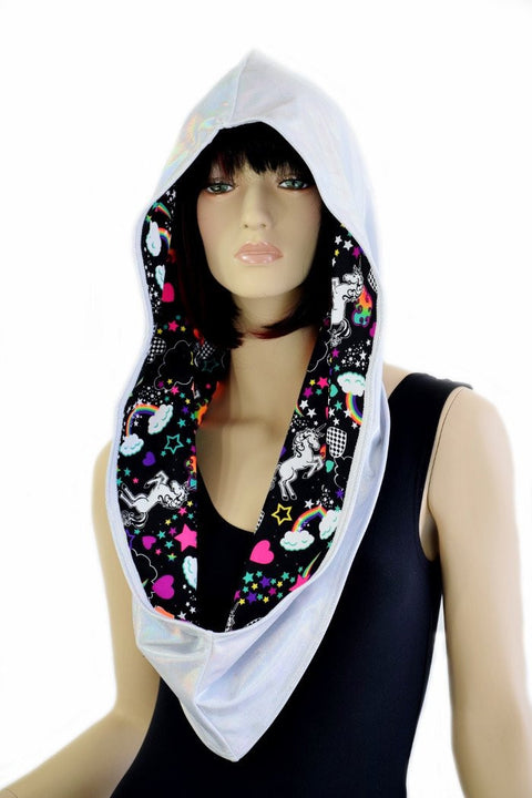 Flashbulb & Unicorns and Rainbows Reversible Infinity Festival Hood - Coquetry Clothing