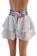 Open Front Lace Up Skirt with Tiered Double Ruffle - 5