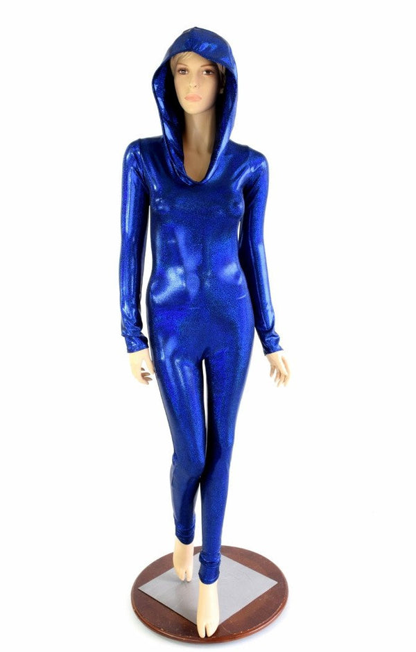 Blue Sparkly Hooded Catsuit - 1