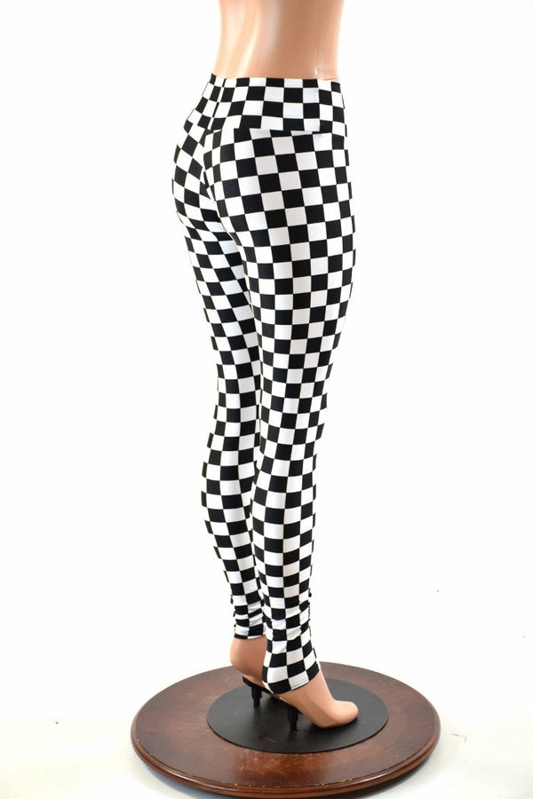 Black & White Checkered Leggings - 2