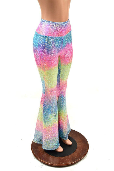 Rainbow Shattered Glass High Waist Solar Flares - Coquetry Clothing