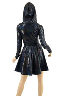 Long Sleeve Hooded Skater Dress with Full Separating Front Zipper - 7