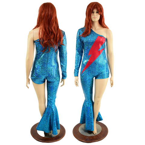 Bowie Inspired Turquoise Catsuit with Bolt - Coquetry Clothing