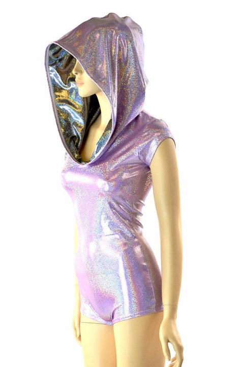 Lilac & Silver Cap Sleeve Hoodie Romper - Coquetry Clothing