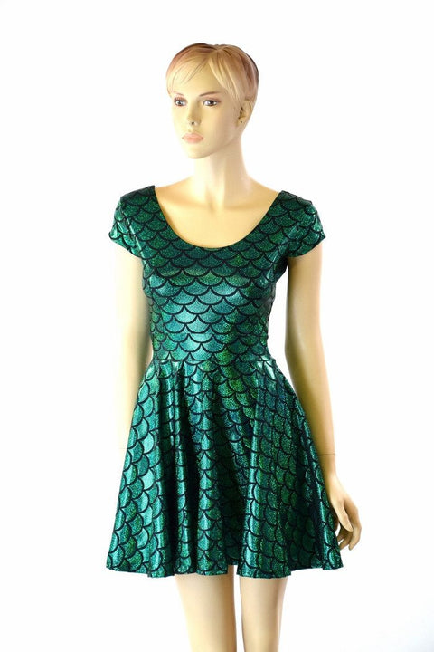 Green Mermaid Skater Dress - Coquetry Clothing
