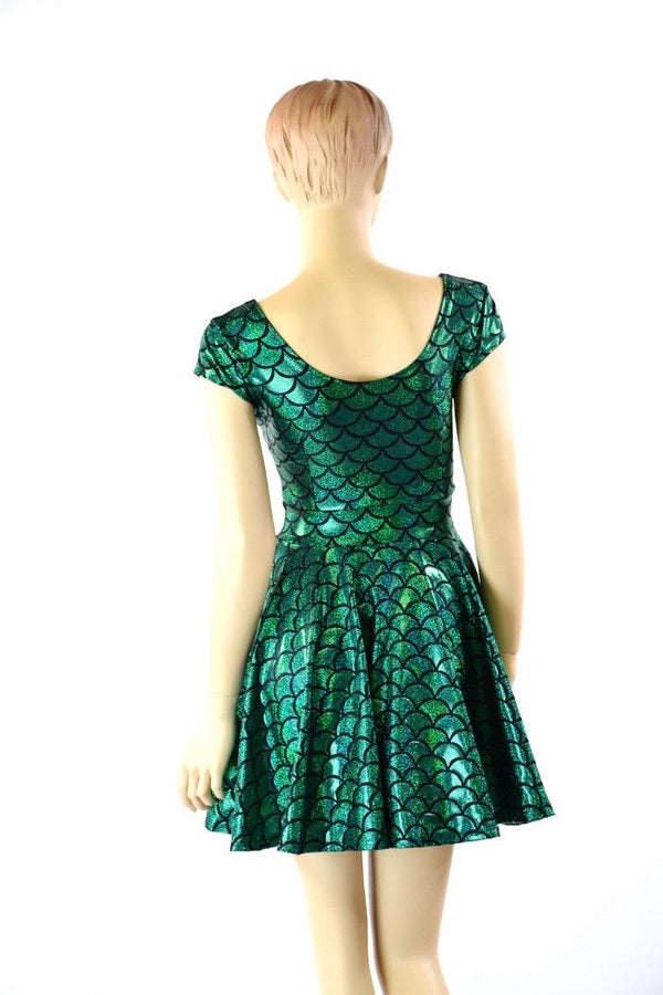 Green Mermaid Skater Dress - 3