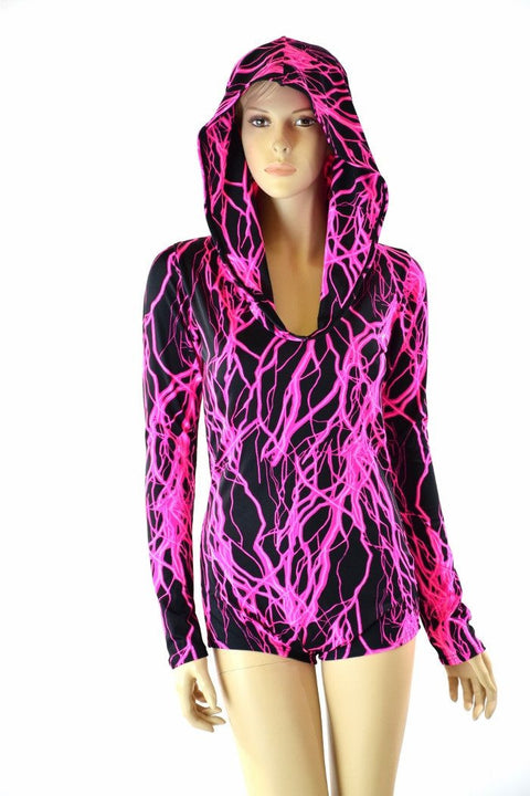 Neon Lightning Hoodie Romper - Coquetry Clothing