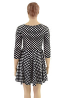 3/4 Sleeve Crew Neck Skater Dress with POCKETS - Coquetry Clothing