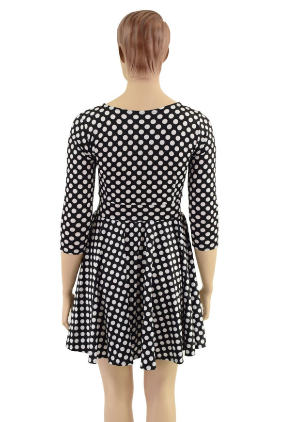 3/4 Sleeve Crew Neck Skater Dress with POCKETS - Coquetry Clothing