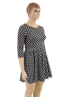 3/4 Sleeve Crew Neck Skater Dress with POCKETS - Coquetry Clothing
