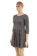 3/4 Sleeve Crew Neck Skater Dress with POCKETS - Coquetry Clothing