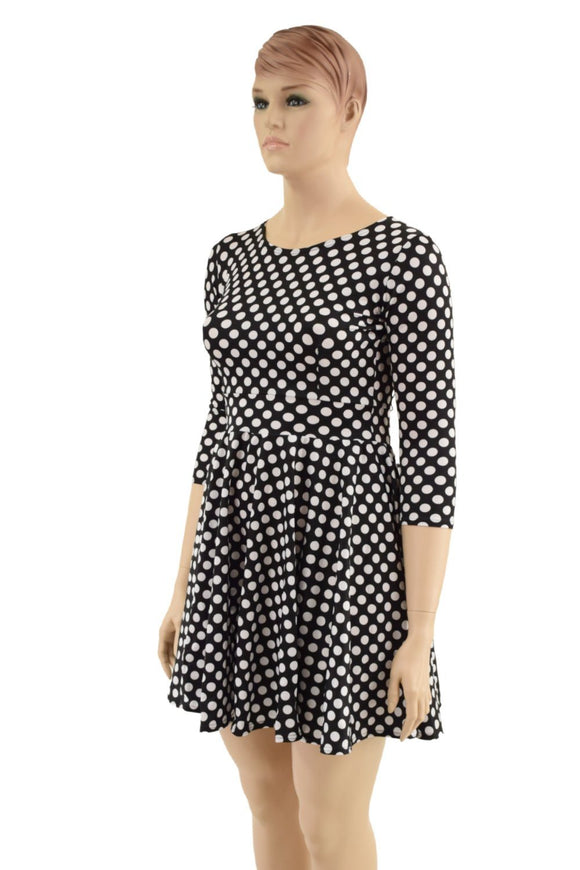 3/4 Sleeve Crew Neck Skater Dress with POCKETS - Coquetry Clothing