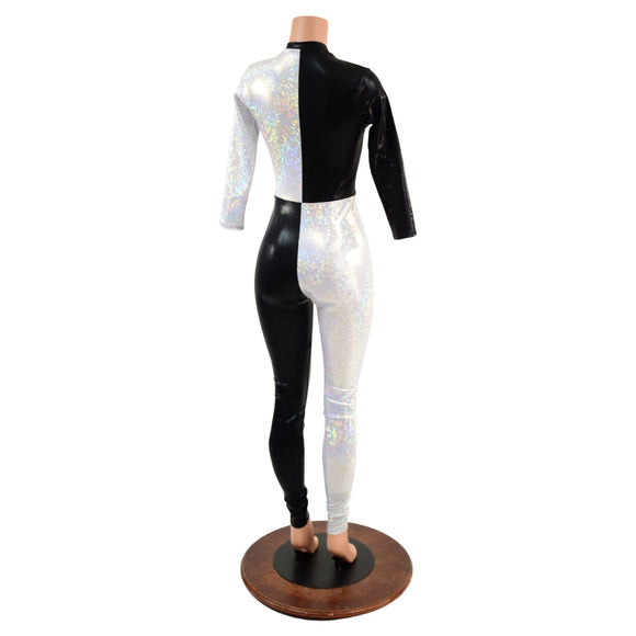 3/4 Sleeve Harlequin Catsuit with V neckline - Coquetry Clothing