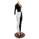 3/4 Sleeve Harlequin Catsuit with V neckline - Coquetry Clothing