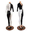 3/4 Sleeve Harlequin Catsuit with V neckline - Coquetry Clothing