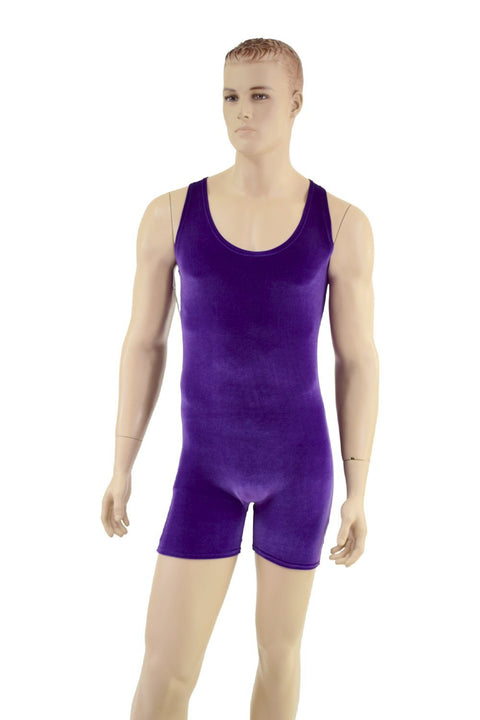 Mens Purple Velvet Singlet Romper - Coquetry Clothing