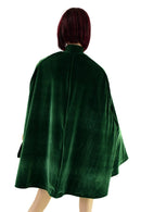 35" Collared Cape in Green Velvet, lined with Green Shattered Glass - Coquetry Clothing