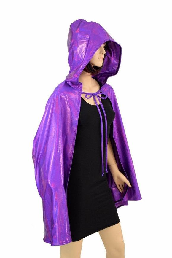 35" Grape Holo Hooded Cape - Coquetry Clothing