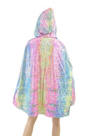 35" Hooded Rainbow Shattered Glass Cape with Galaxy Lining - Coquetry Clothing